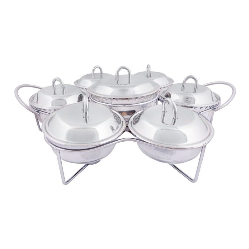 Food Warmer With Glass Dish, 6 x 0.7 Liters + 1 x 1.5 Liters, With Candle Warmers, K-700