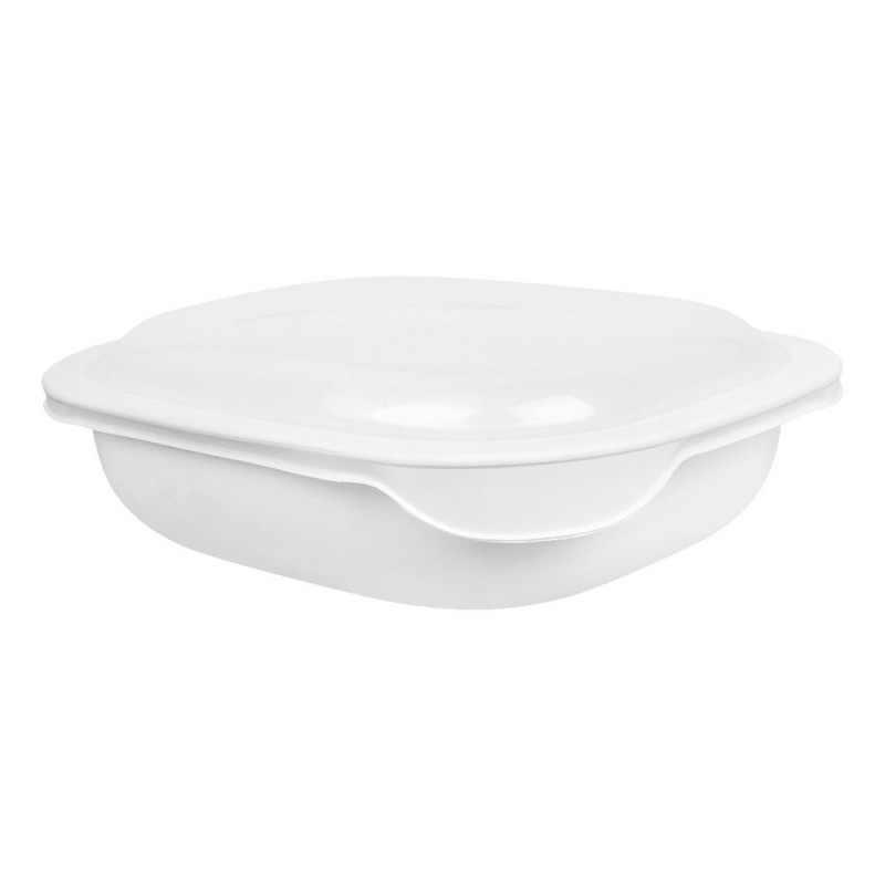 Corelle Oblong Dish White With Plastic Cover, 2.83 Liter, D-96-N
