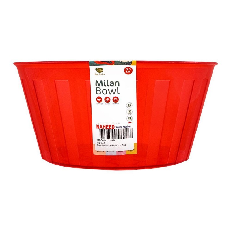 Appollo Milan Bowl, Red, 3 Liters