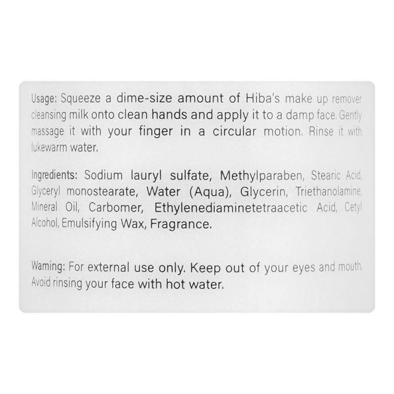 Hiba's Collection Makeup Remover Cleansing Milk, Prevents Signs Of Aging, 200ml