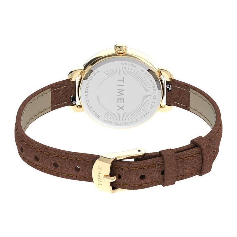 Timex Women's Standard Demi 30mm Leather Strap Watch, Golden Tone, TW2U60000