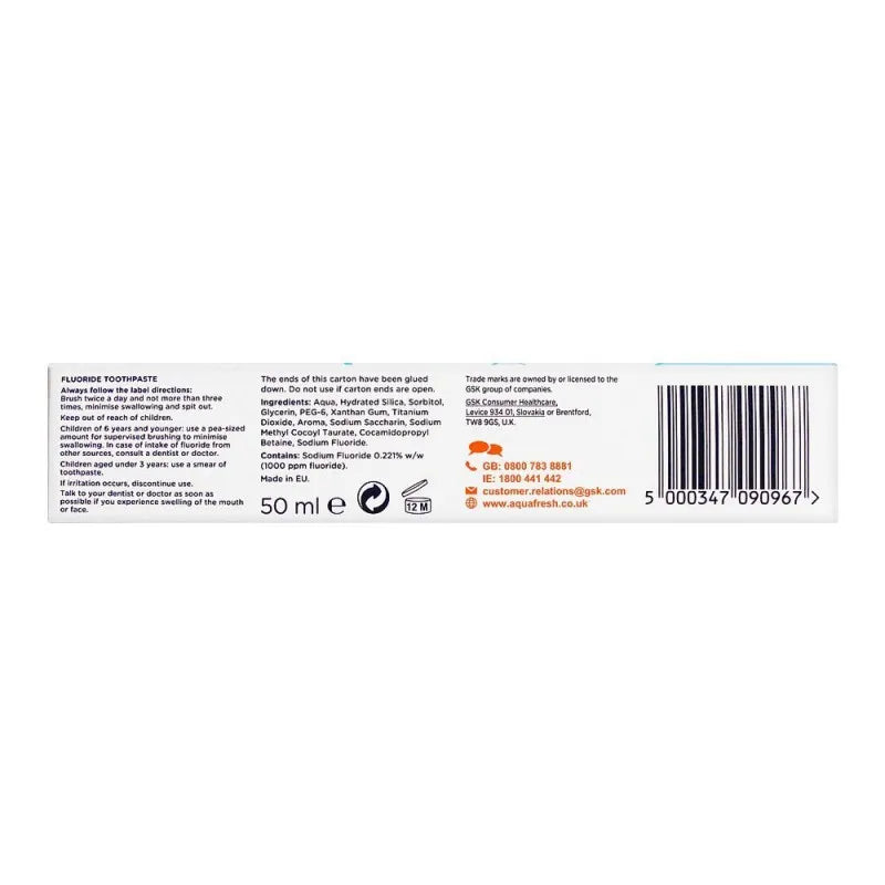 Buy Aquafresh Milk Teeth Toothpaste, 02 Years, 50ml