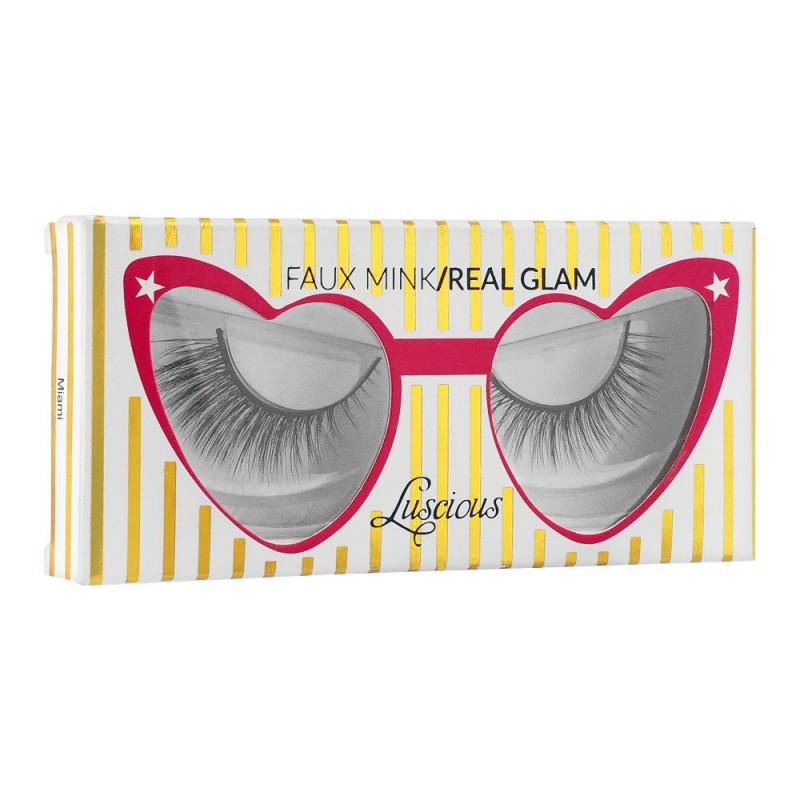Luscious Cosmetics Faux Mink/Real Glam 3D False Eye Lashes, Miami