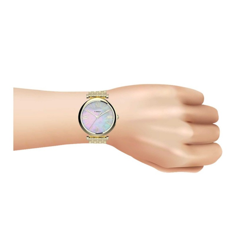 Timex Women's Yellow Gold Round Dial & Bracelet Analog Watch, TW2T79100
