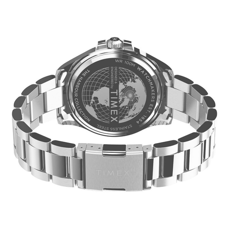 Timex Men's Harborside Coast 43mm Chrome Case Red Stainless Watch, TW2U41700