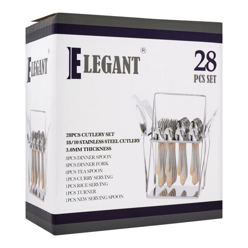 Elegant R-Training Stainless Steel Cutlery Set, 28 Pieces, EE28SS-18