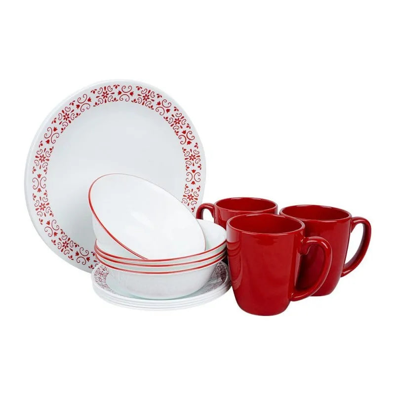 Buy Corelle Classic Dinnerware Set, Red Trellis 16Pack