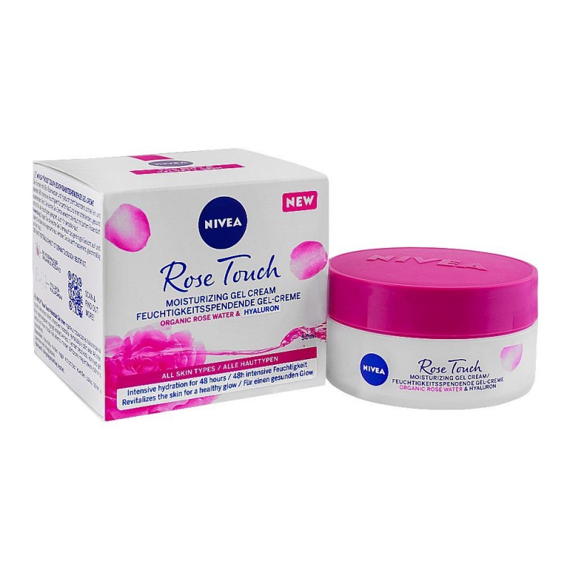 Nivea Rose Touch Organic Rose Water & Hyaluron Moisturizing Gel Cream, For All Skin Types, 50ml