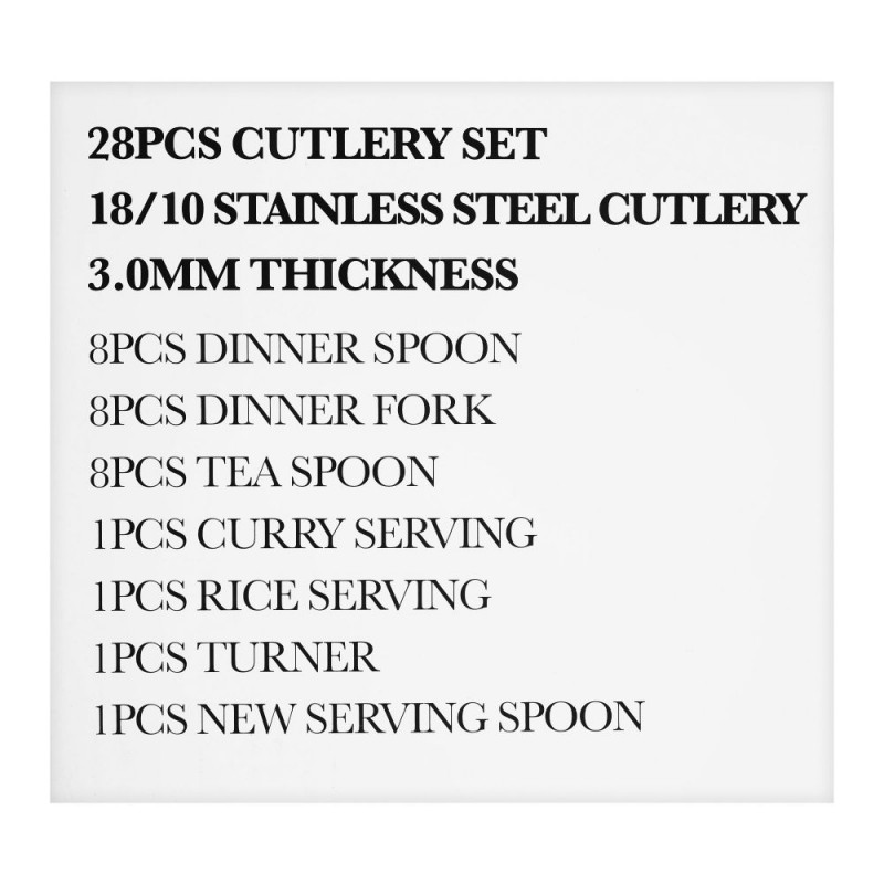 Elegant R-Training Stainless Steel Cutlery Set, 28 Pieces, EE28SS-18