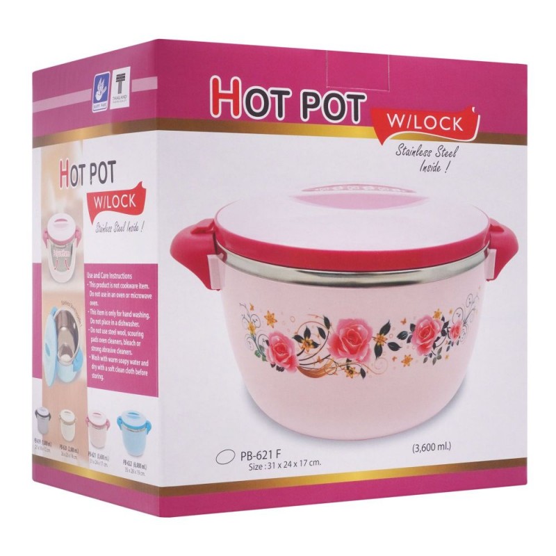 Happy Ware Hot Pot With Lock, 31x24x17cm, 3600ml, White, SU-621