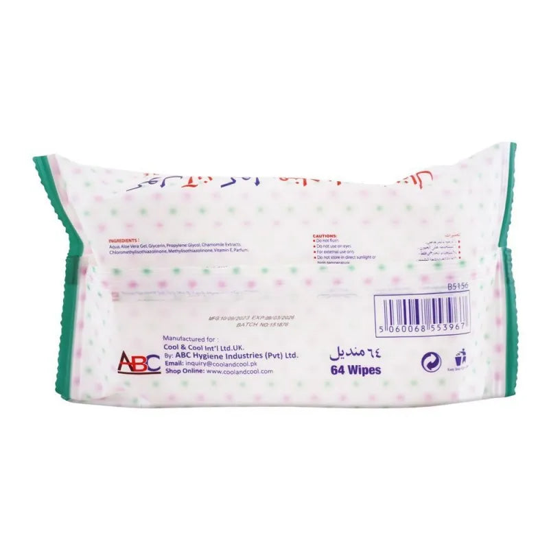 Cool & Cool Sensitive Plus AlcoholFree Baby Wipes, 64Pack