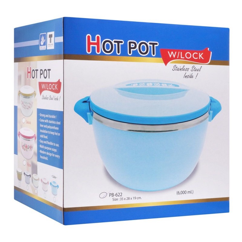 Happy Ware Hot Pot With Lock, 35x28x19cm, 5700ml, White, SU-622