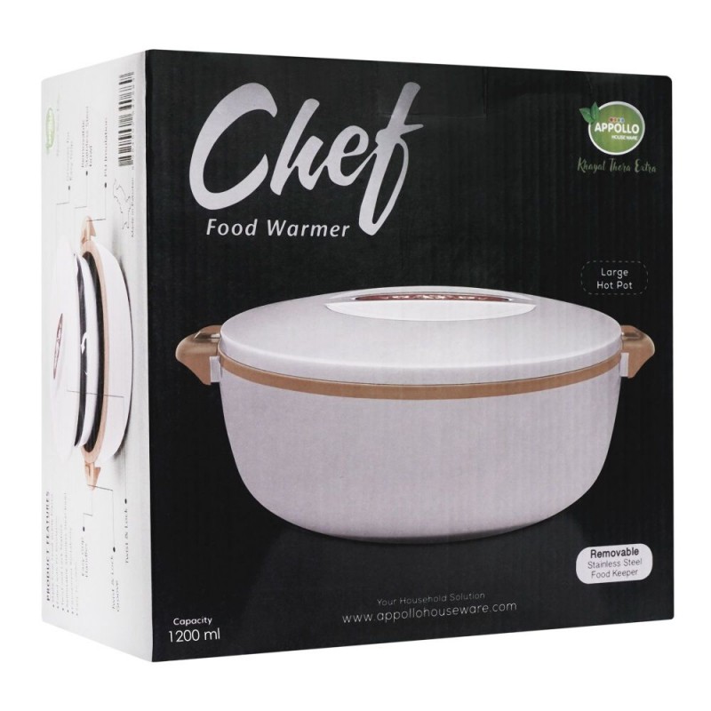 Appollo Chef Hot Pot, Medium, 1200ml, Cream