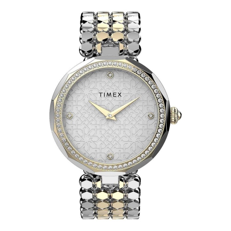 Timex Women's Designed Round Dial With Two Tone Bracelet Analog Watch, TW2V02700