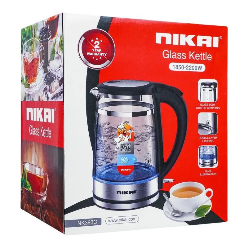 Buy Nikai Glass Kettle, 18502200W NK393G Price in Pakistan