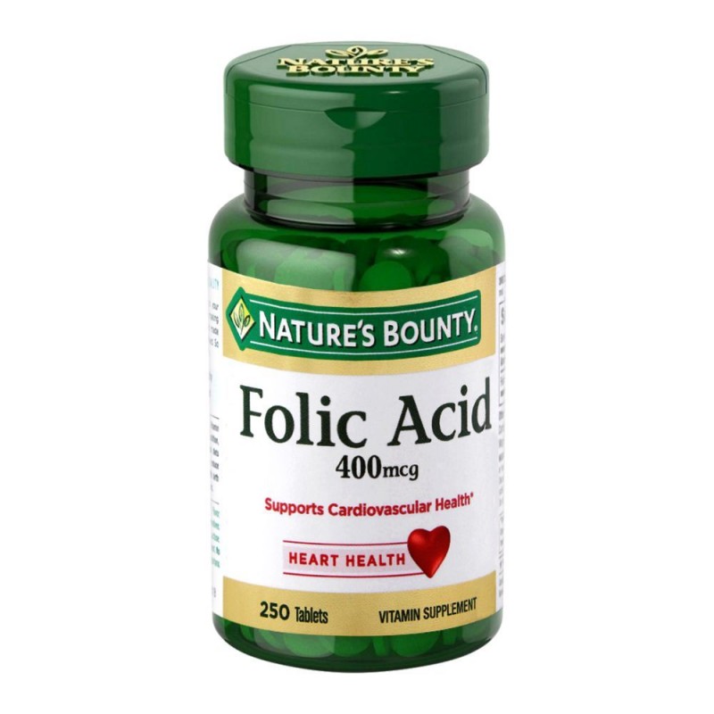 Nature's Bounty Folic Acid, 400mcg, 250 Tablets, Vitamin Supplement