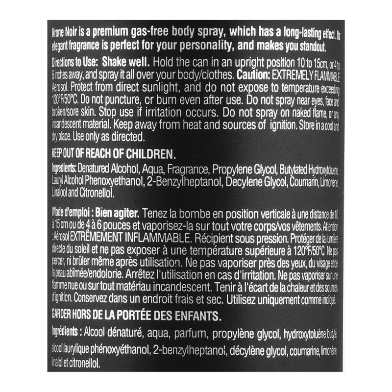 Buy Krone Noir Myth GasFree Body Spray for Men & Women