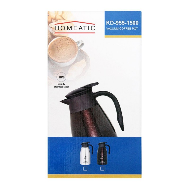 Homeatic Steel Vacuum Thermos, Brown, 1.5L, KD-955