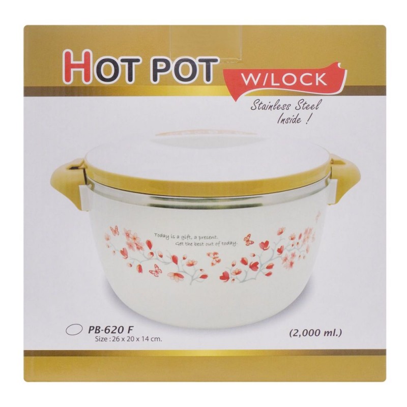 Happy Ware Hot Pot With Lock, 26x20x14cm, 2000ml, Golden, SU-620