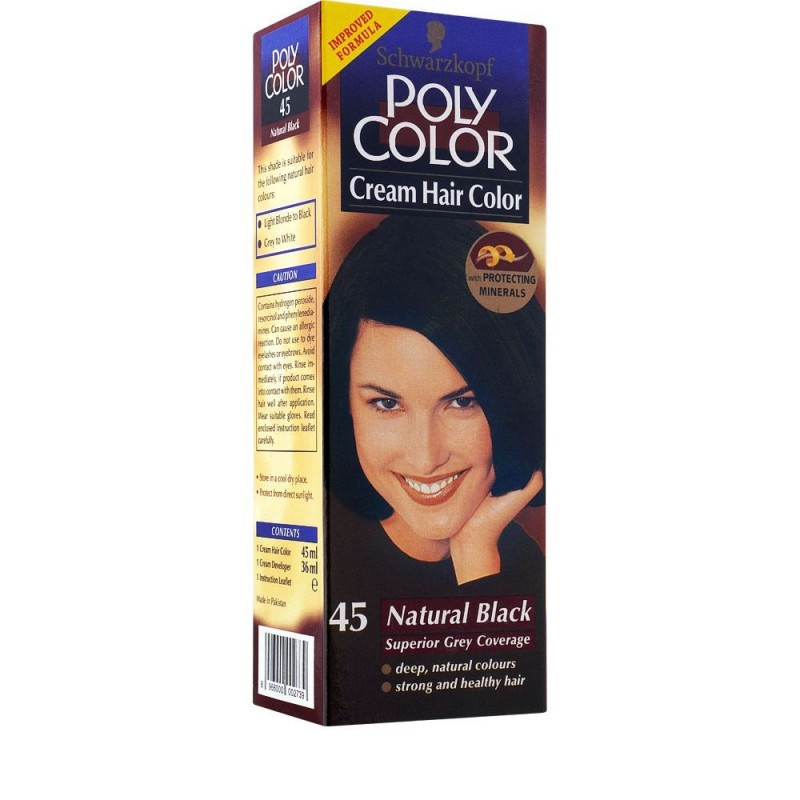 Poly Color Cream Hair Color, 45 Natural Black