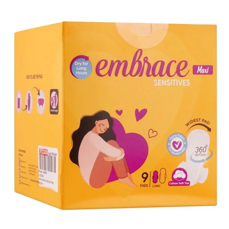 Embrace Sensitives Maxi Pads, Long, 9Pack Price in Pakistan