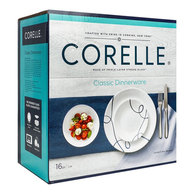 Corelle Classic Dinnerware Set, Lia 16-Pack, 16S-LIA-PH