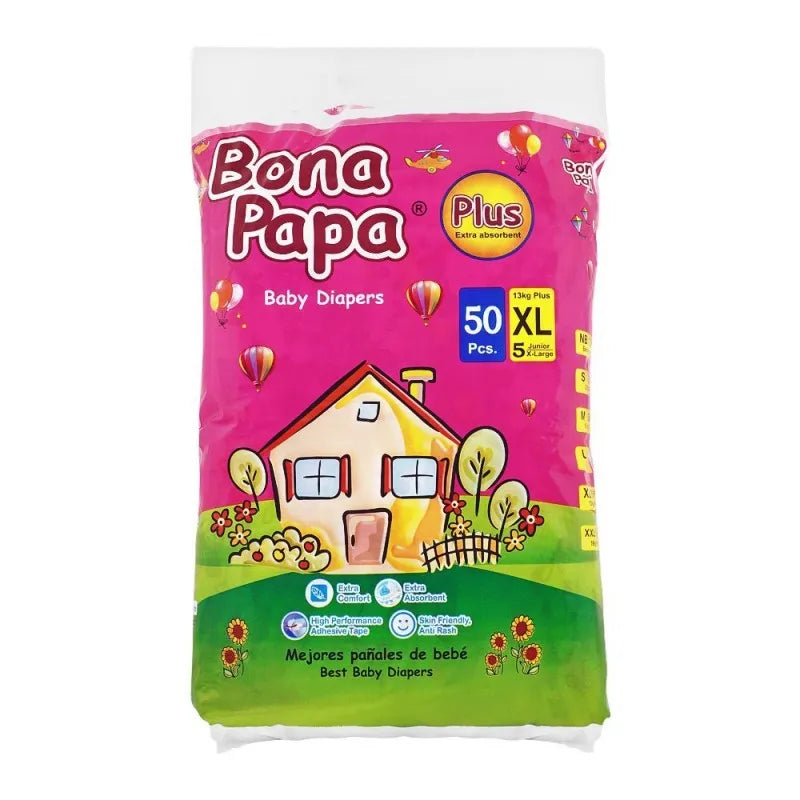 Bona Papa Plus Baby Diapers, XLarge, No. 5, 13+ kg, 50Pack