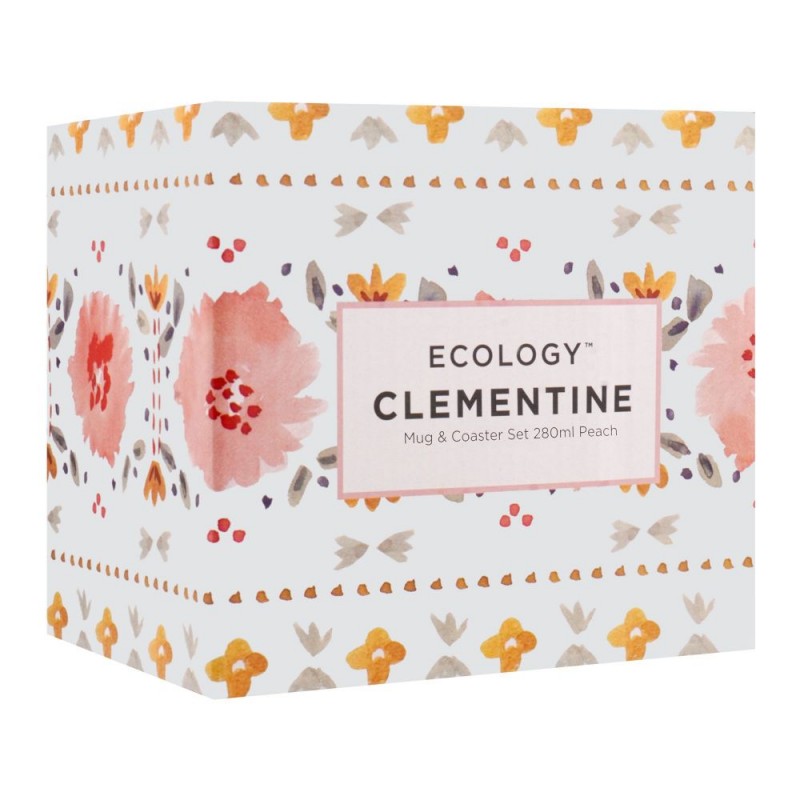 Ecology Clementine Mug & Coaster, Peach, 300ml, EC63306