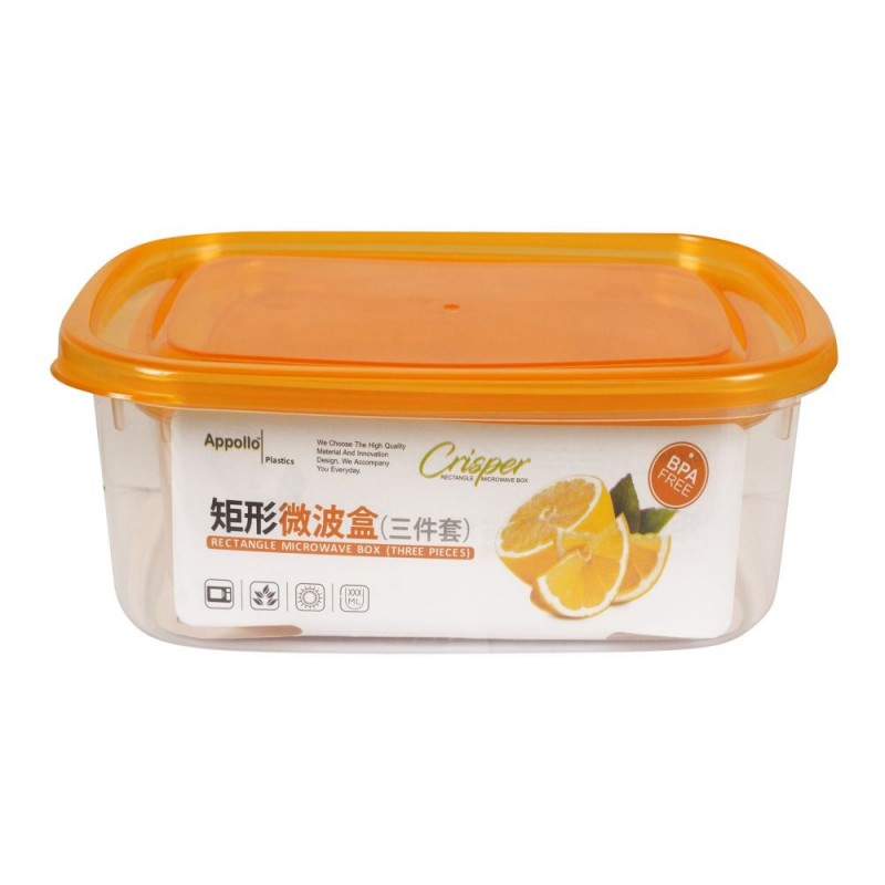 Appollo Crisper Food Container, 3-Piece Set, Large Orange