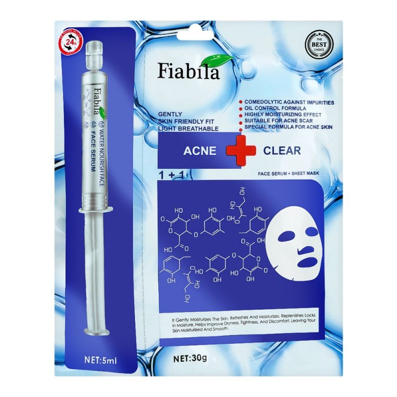 Fiabila Acne + Clear Face Serum + Sheet Mask, 30g