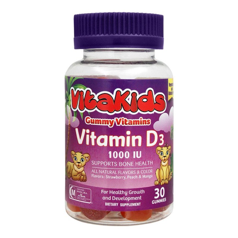 VitaKids Vitamins D3 Gummies, 1000IU, 30 Gummies, Dietary Supplement