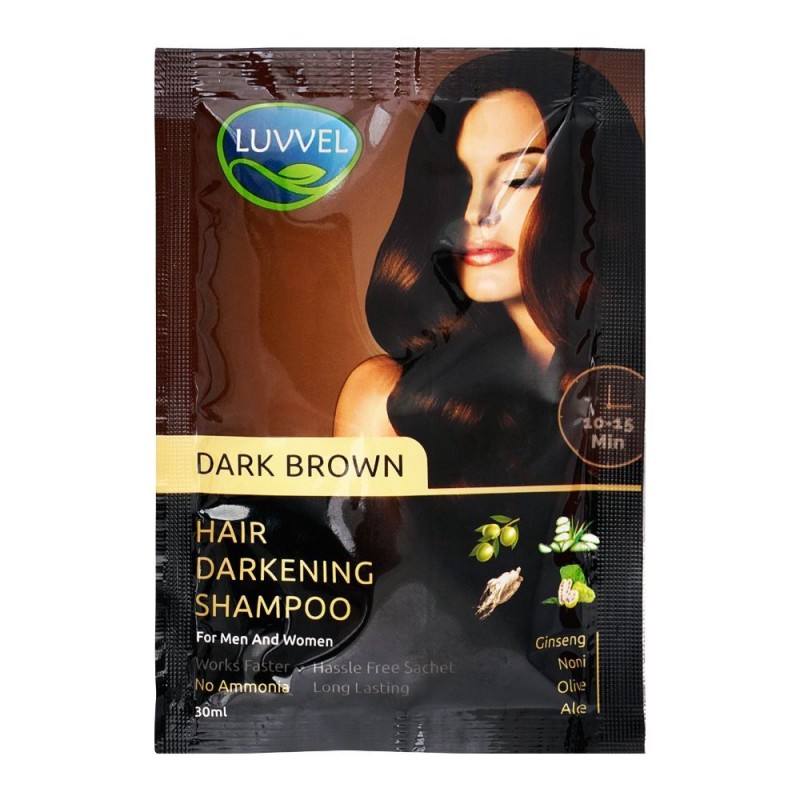 Luvvel Hair Darkening Shampoo, Dark Brown, For Men & Women, 30ml