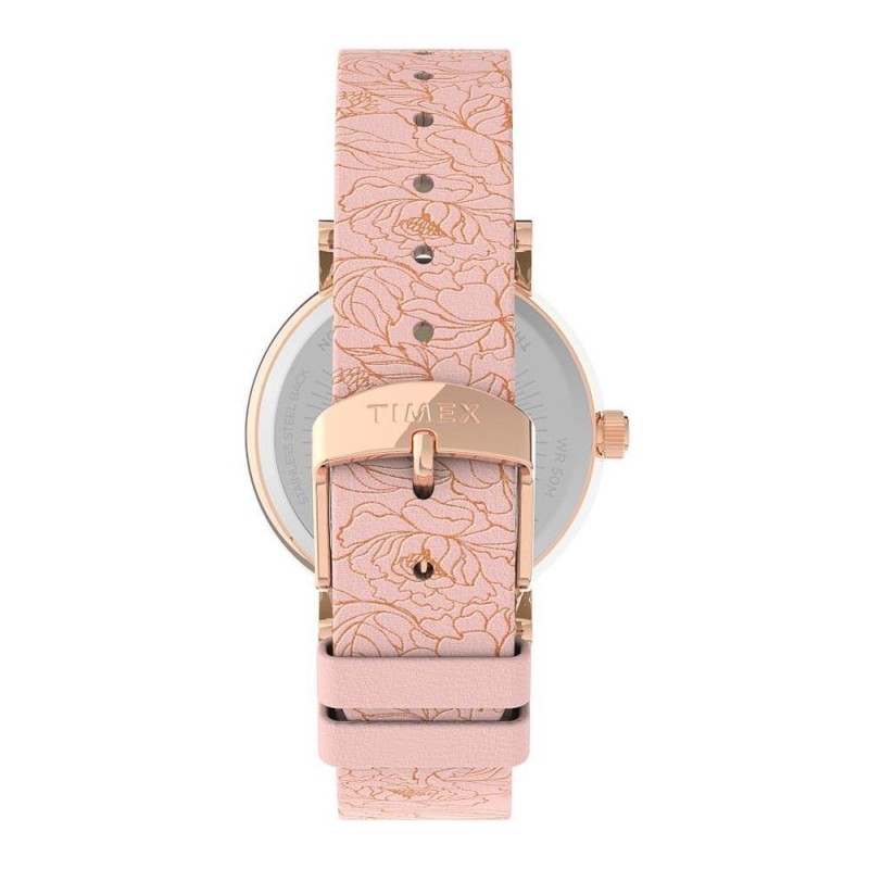 Timex Women's Fairfield Floral 37mm Leather Strap Watch, TW2U40500