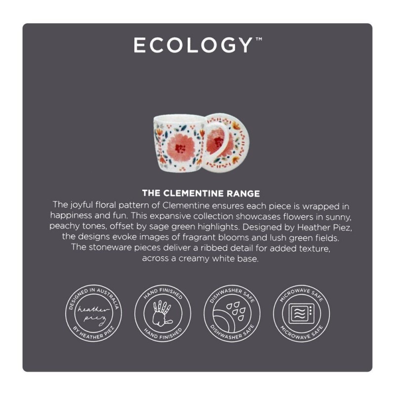 Ecology Clementine Mug & Coaster, Peach, 300ml, EC63306