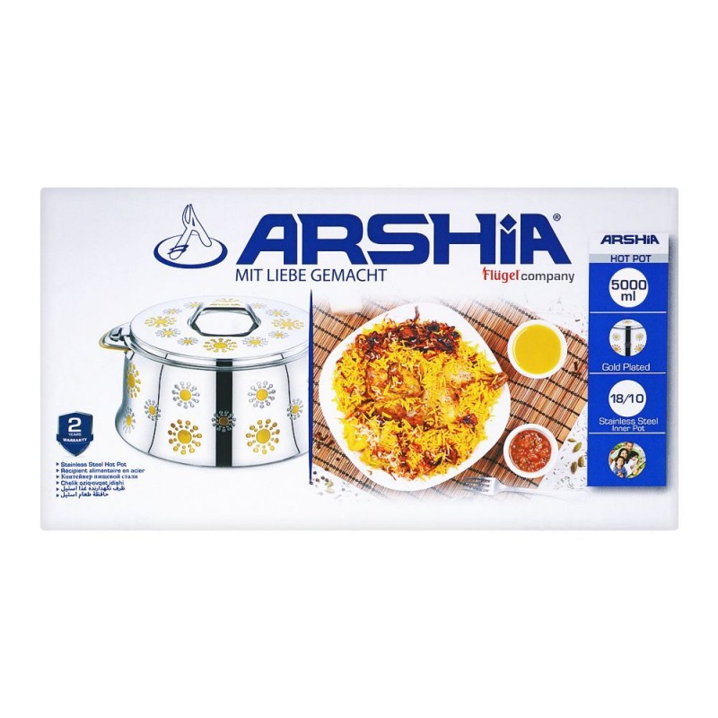 Arshia Stainless Steel Belly Hotpot, 5000ml, HP118-2735