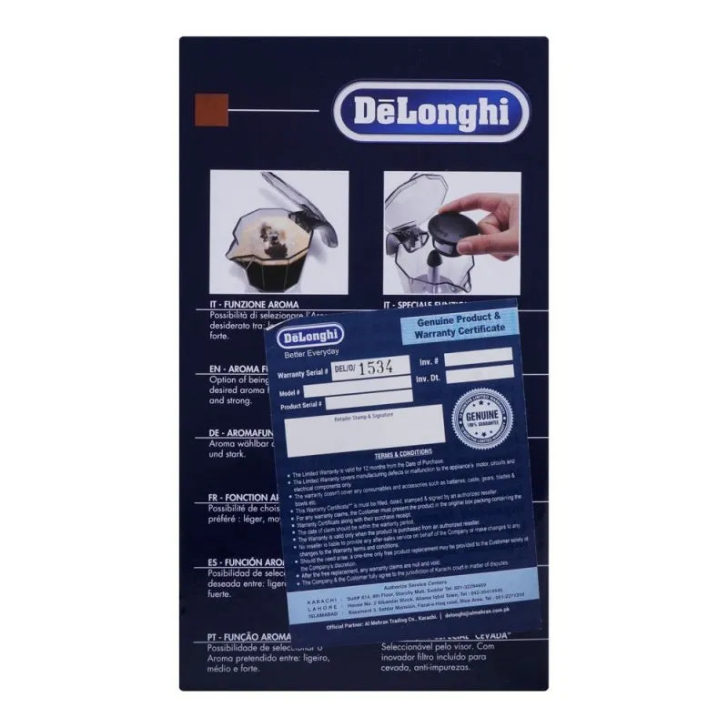 DeLonghi Alicia Plus Electric Moka Coffee Maker Black/Silver