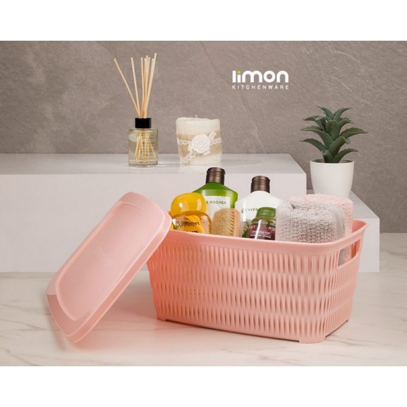 Limon Bamboo Basket With Lid Small Size Product Code: 1692